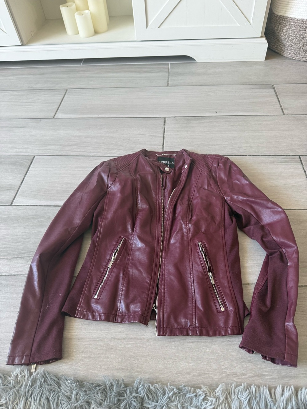 Express Women's Plum Faux Leather Moto Jacket